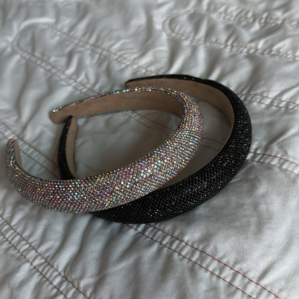 2pcs Rhinestone Headbands Women Sparkly Bling Headbands Black and Multicolor - Picture 10 of 13
